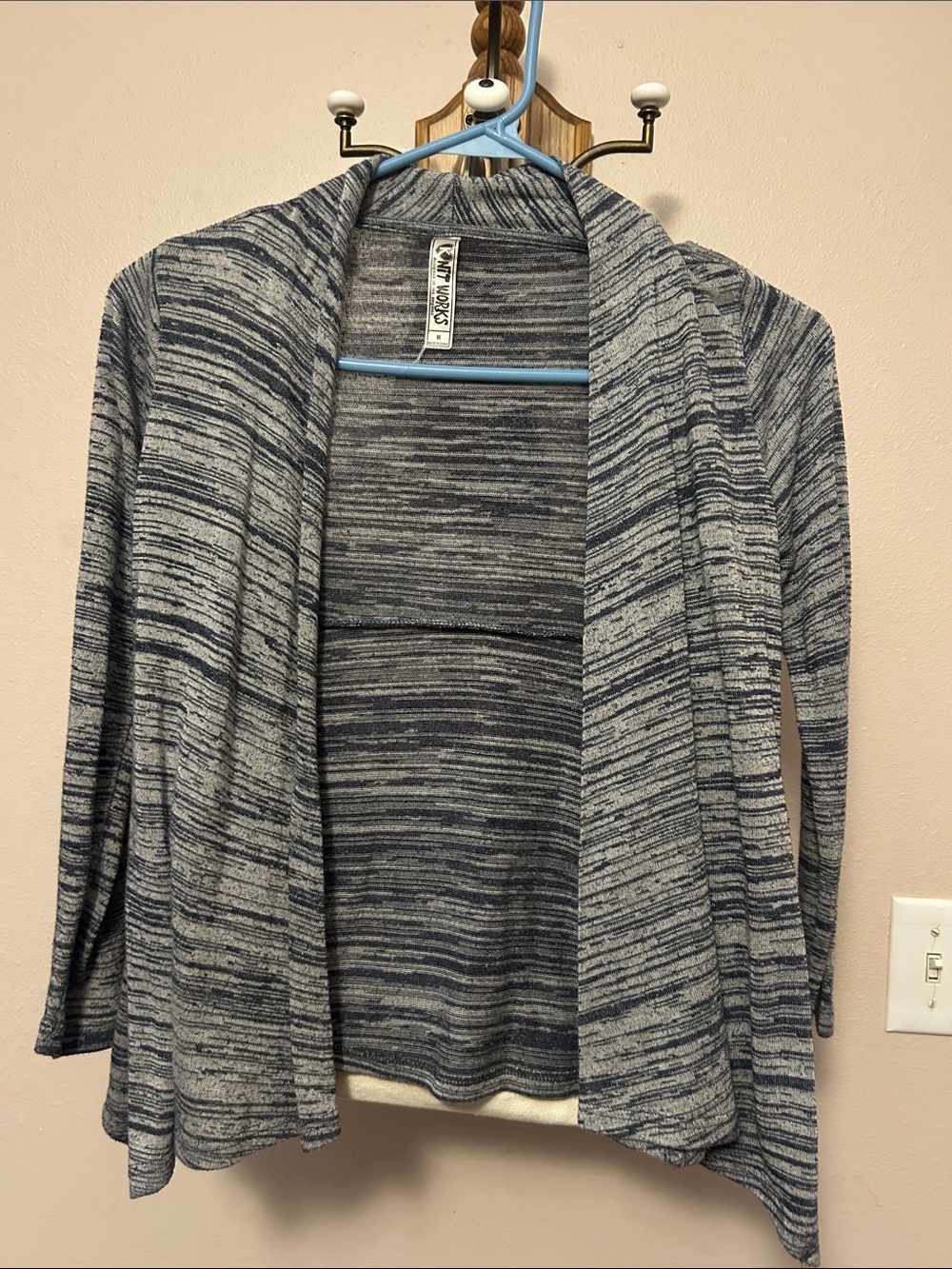 Knitworks Open-Front Space-Dye Cardigan - Blue and Gray